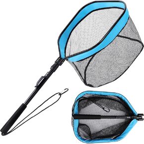 FLISSA Floating Fishing Net, Folding Fish Net for Portablity and Storage, Durable Landing Net for Salmon, Catfish, Bass, Trout Fishing, Great for Fly Fishing, Kayak or or Boat Fishing