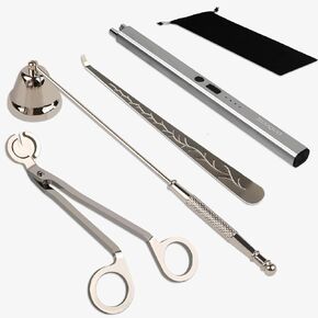 Candle Accessory Set, Elegant Candle Snuffer Extinguisher, 360° Rotate Bell Polished Stainless Steel Put Out Candle Flame Safely with Gift Package for Candle Lovers Valentine's Day Gift