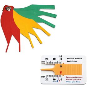 2 Pack Combination Brake Lining Thickness Gauge Set Car Automotive Pad Measure Ruler Feeler Digital Tire Tread Depth Coded for Motorcycle Truck Tire Tread Depth Gauge Meter Measurer