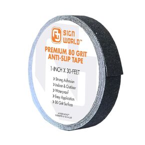 Anti-Slip Tape Series, 80 Grit, Industrial Grade, Indoor, Outdoor (Black 1-Inch 2-Pack)