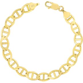 Nuragold 10k Yellow Gold Solid 9mm Anchor Mariner Link Chain Jewelry Bracelet, Mens Jewelry 8" 8.5" 9"