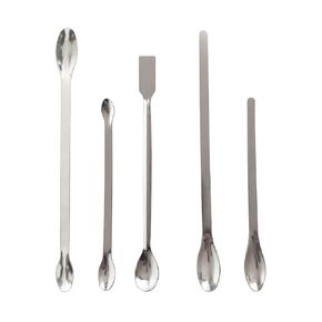 2 Pack Stainless Steel Lab Spatula 7"/18cm Double Ended Micro Lab Scoop Spoon Half Rounded/Flat End Spatula for Powders Gel Cap Filler