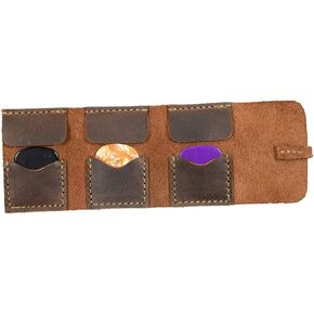 Hide & Drink, Leather Guitar Pick Roll, Plectrum Case, Guitarist Gifts, Musician Accessories, Handmade Includes 101 Year Warranty :: Bourbon Brown