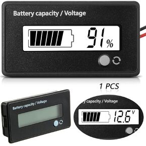Frienda DC 12V 24V 36V 48V 72V Battery Meter with Alarm Battery Indicator Battery Monitor Battery Capacity Monitor Battery Voltage Meter and Lithium Ion Battery Indicator