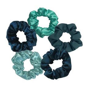 Shades of Teal/Turquoise Scrunchies (5 Pack)