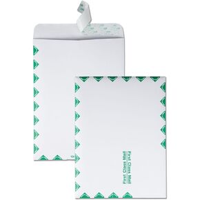 Quality Park 9 x 12 Catalog Mailing Envelopes, First Class Border, Redi-Strip Self Seal Envelope Closure, 28 lb White Wove Paper, 100 per Box (QUA44534)