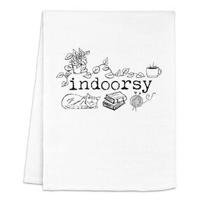 Funny Kitchen Towel, Crazy Bird Lady, Tea Joke, Flour Sack Dish Towel, Sweet Housewarming Gift, White or Gray (White)