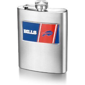 NFL 8-Ounce Matte Finished Stainless Steel Hip Flask with Rectangular Team Emblem and Funnel
