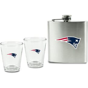 NFL Shot Glasses and Brushed Stainless Steel Flask Set in Kuwait