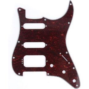 Musiclily Pro 11-Hole Round Corner HSS Guitar Strat Pickguard for USA/Mexican Stratocaster 4-screw Humbucking Mounting Open Pickup, 1Ply Glossy Black