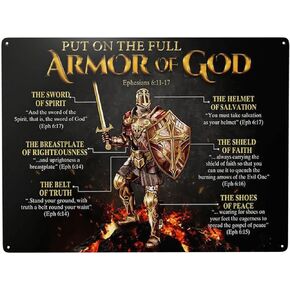 WZVZGZ Armor of God Tin Metal Sign Wall Decor Fun Decoration for Home Kitchen Bar Room Garage Vintage Poster Plaque 8inchx12inch, 8inch x 12inch