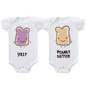 Speedy Pros Baby Bodysuit Peanut Butter Jelly Twins Funny Cotton Boy & Girl Clothes White
