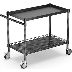 Heavy Duty 3 Tier Rolling Cart with Wheels, NSF Certified 1120LBS Capacity Commercial Grade Rolling Utility Carts with Handle Bar & Shelf Liners,45" x 25" x 39" Storage Cart for Kitchen,Chrome in Kuwait