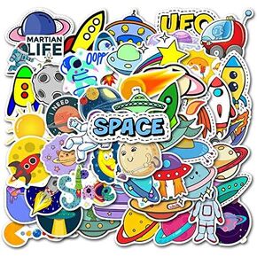 Solar System Stickers for Kids, Universe Planets Stickers, 50Pcs Outer Space Waterproof Stickers for Water Bottles Laptop Luggage Scrapbook, Planet Stickers for Students, Teachers