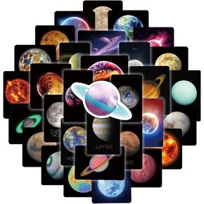 ملصقات فضاء لطيفة للأطفال الأولاد، 50 قطعة من ملصقات الفينيل المقاومة للماء لزجاجات المياه، ودفتر قصاصات الكمبيوتر المحمول، ولوح التزلج، وملصقات الكائنات الفضائية المضحكة، ومستلزمات الحفلات (الفضاء) in Kuwait