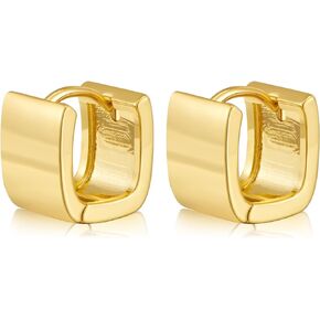 Gold Hoop Earrings For Women Gold Square Earrings Gold Plated Rectangle Hoop Earring Huggie Chunky Earrings Perfect Jewelry Gift For Women Girls