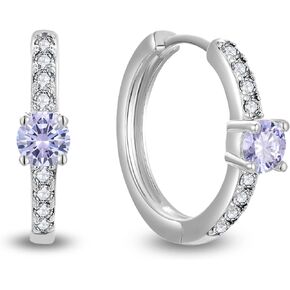 Starchenie 925 Sterling Silver Huggie Hoop Earrings Cubic Zirconia Gemstone Birthstones Jewelry Gift for Women Teen Girls