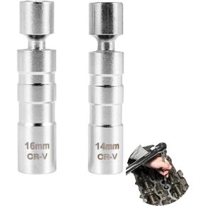 14mm&16mm Magnetic Swivel Spark Plug Sockets, Thin Wall 3/8 Inch Drive 12-Point Standard Spark Plug Socket Removal Tool 360-degree Rotation, Suitable for Most Car Models.