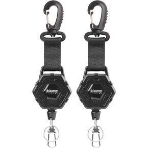 Booms Fishing RG5 Retractable Keychain Heavy Duty with Belt Clip, Retractable ID Badge Holder with 35" Retractable Cord 2 Pack Zinger Retractor, 10.5oz, Basic Style