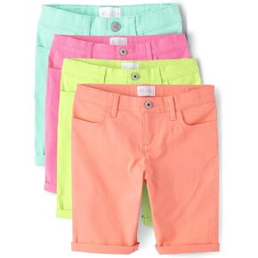The Children's Place Girls' Sold Skimmer Shorts, Aqua/Pink/Yellow/Orange Brights 4-Pack, 5