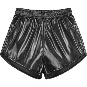 Auranso Girls Metallic Shorts Sparkly Hot Pants Shiny Dance Outfits Short Pants
