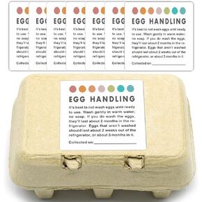 ملصقات العناية بالبيض الطازج، ملصقات العناية بالبيض الطازج من المزرعة، تعليمات التعامل مع البيض، ملصقات تاريخ جمع البيض، ملصقات كرتون البيض، مجموعة من 50 قطعة in Kuwait