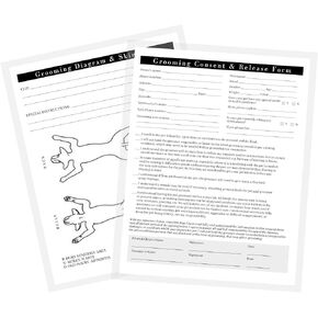 Pet Grooming Consent and Skin Mapping Groomers Diagram | 75 pk, 8.5 x 11" A1 | for Mobile Appointment Cards for Matted Fur Cards Dog Groomer New Client Intake Forms