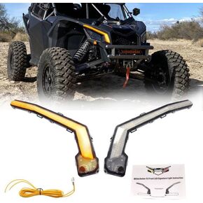 Chelhead X3 Led Fang Lights, RGB APP Remote Controlled, Turning Light Chasing Color Front Signature Light Assembly Compatible with Can Am Maverick X3 XDS XRS Max Turbo R