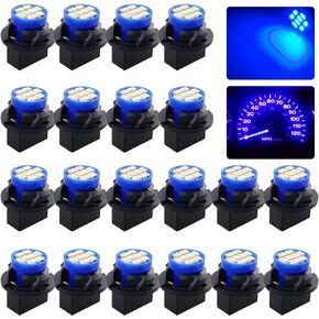 مصابيح إضاءة LED T10 194 168 زرقاء مع مقبس قفل T10 T10، فائقة السطوع T10 لوحة قياس لوحة أجهزة القياس LED لمبات إضاءة 12 فولت 8-SMD LED، 20 قطعة/المجموعة