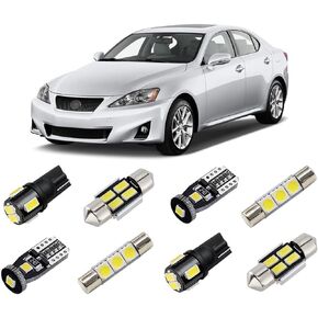 White Interior LED Lights Kit for Lexus IS250/ IS350/ ISF 2006 2007 2008 2009 2010 2011 2012 2013 Super Bright 6000K Interior LED Light Bulbs Package and Install Tool