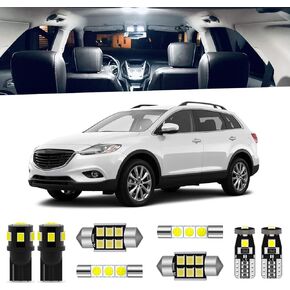 11-Pieces CX9 LED Interior Light Kit for Mazda CX-9 2007 2008 2009 2010 2011 2012 2013 2014 2015 2016 2017 2018 2019 2020 2021 White LED Lighting Package + License Plate Lights, Install Tool
