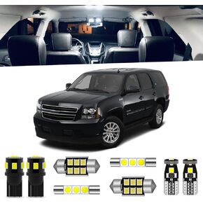 14-Pieces White Interior LED Light Kit for Chevrolet Tahoe/Suburban, GMC Yukon 2007 2008 2009 2010 2011 2012 2013 2014 Interior LED Lighting Package + License Plate Lights, Install Tool