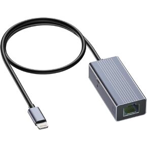 Lightning to Ethernet Adapter[Apple MFi Certified], IVSHOWCO iPhone iPad to RJ45 Ethernet LAN Network Adapter with Charging Port, 100Mbps High Speed,Plug and Play(1.65Ft)