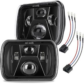 2PCS H6054 5x7 7x6 Led Headlights High beam/Low beam 110W with H4-HB3 wire harnesse, Compatible with Jeep Cherokee XJ Wrangler YJ Ford Chevy GMC Toyota Nissan Dodge etc