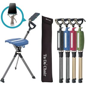 Ta-Da Chair Series 2 PRO, Portable Trekking Hiking Pole, Folding Walking Stick with Seat, Walking Cane with Chair, Foldable Chair, Lightweight Aluminum, Easy Carry and Storage, Anti-Slip