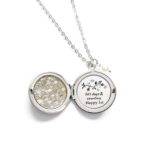 1 Year Wedding Anniversary Gift 365 Days and Counting Happy 1st Long Locket Necklace,Hidden Message Necklace,Anniversary Gift for Her or Wife or Girlfriend