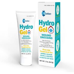 Globe Hydrogel First Aid Wound Dressing, (3 oz Tube) Soothing Antiseptic Gel for Minor Cuts, Wounds, Scrapes, Rashes, Sunburns, and Other Skin Irritations (3 oz)