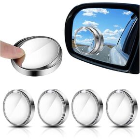 4PCS Car Blind Spot Mirrors, Adjustable HD Glass Auto Side Rear View Mirrors Round Wide View Angle Mirror, Car Rear View Convex Accessories with Frame for Car, Truck, SUV (Black)