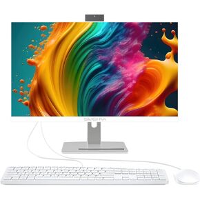 All-in-One Desktop Computer, 27'' Intel i7 Quad-Core Windows 11, 16GB RAM, 512GB SSD, Wired Keyboard& Mouse, RGB Speaker, Pop-up Camera for Home Entertainment Business Office White (i7,16G,512G)