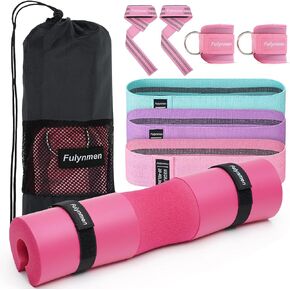 2/8/9Pcs Barbell Pad Set,Hip Thrust Pad, Squat Pad,Gym Accessories for Women with Bar Pad for Hip Thrust,Lifting Wrist Straps,Ankle Straps for Cable Machines Women,Resistance Bands,Carry Bag