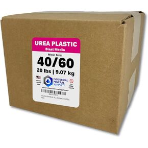Urea Plastic Blast Media - Mesh Size 40/60 - Plastic Abrasive for Stripping Paint and Removing Coatings from Cars, Aircraft, Trucks, Trailers, Trains, Vans, Buses and Steel (20 lbs.)