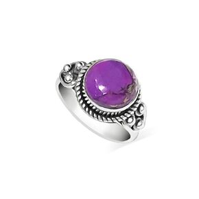 Natural Purple Turquoise Ring Sterling Silver - Southwestern Sivalya Real Turquoise Stone Ring for Women - Unique Boho Statement Solitaire Ring - December Birthstone Jewelry (7)