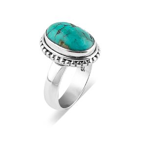 925 Sterling Silver Natural Turquoise Ring, Handmade Gemstone Ring, Healing Crystals, Birthday, Bohemian Jewelry | Anniversary Promise Victorian Wedding Ring | Gift for Women (US - 7)