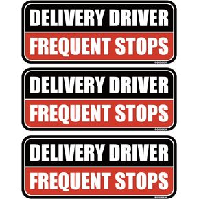 GEEKBEAR Delivery Driver Frequent Stops Car Magnet - Colorful, Reflective, Weather-Resistant - Rectangular 8.7 x 3.5 in (Yellow/Black, 3 Pack)