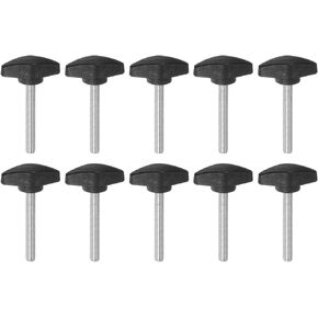 10pcs Tee Wing Knobs Thumb Screws M6 x 16mm Standard Male Thread Plastic T Knobs Handles Hand Clamping Knobs Grip Thumbscrew, Black