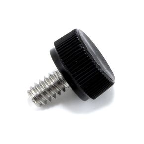 #6-32 x 1/4" Thumb Screw Stainless Steel - Black Knurled Round Plastic Knob - Standard/Coarse Thread Thumbscrew - Length: 0.250" - Proudly Built in USA - Package of (4)