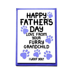 Father's Day Card From Furry Grandchild, Dog, Cat, Fathers Day For Papa, Pop, Granddad, Pawpaw