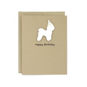 Bichon Frise Birthday Card | Handmade White Dog Birthday Greeting Card | Party Hat Pet Birthday