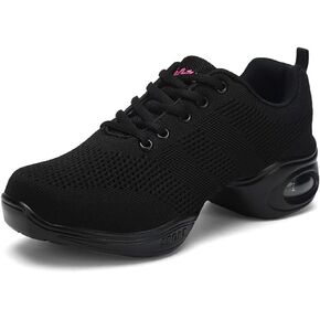Womens Jazz Dance Sneakers Lace Up Split Sole Zumba Shoes