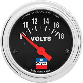 Voltmeter, 2-1/16", 8-18 Volts, Elec, Mopar Classic